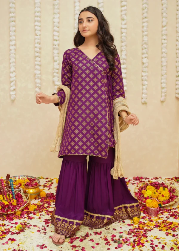 Rawsilk 3 Piece Purple Suit for teenage girls - Image 2