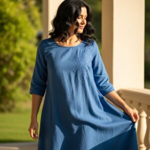 Blue Cotton Dress – Soft & Stylish Summer Wear