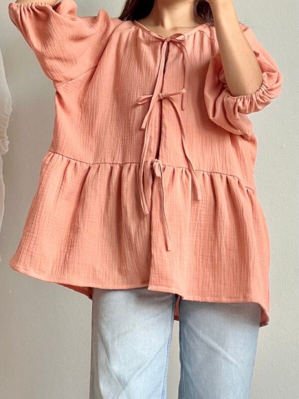 Peach Winter Grip Shirt for Women – Stylish Loose Fit Top