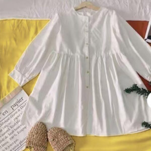 White  Button-Down Shirt  – Loose Fit Casual Wear for Women