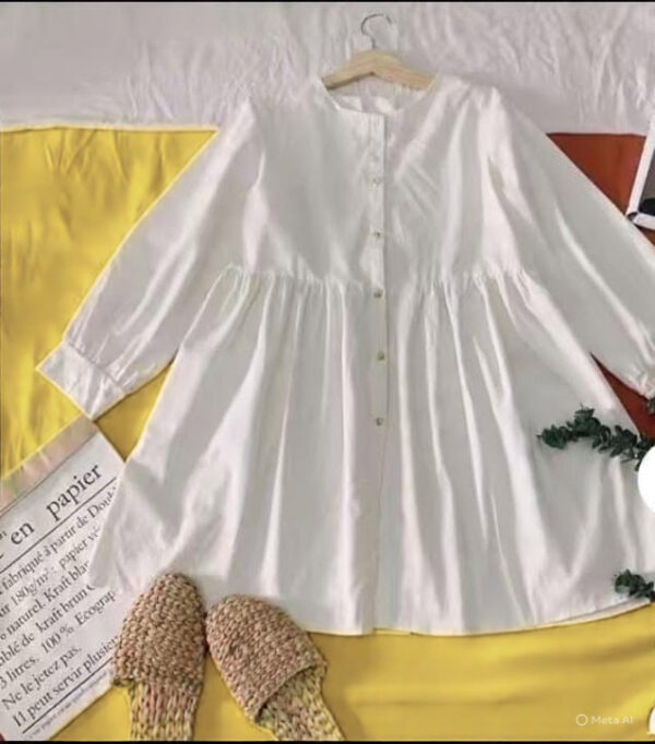 White  Button-Down Shirt  – Loose Fit Casual Wear for Women
