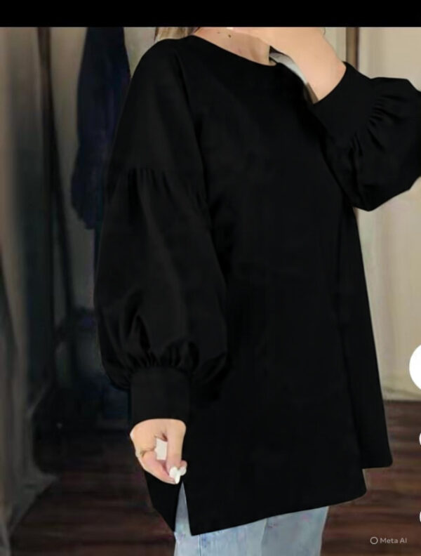 Navy Blue Puff Sleeve  Top for Women – Loose Fit Casual Wear - Image 3