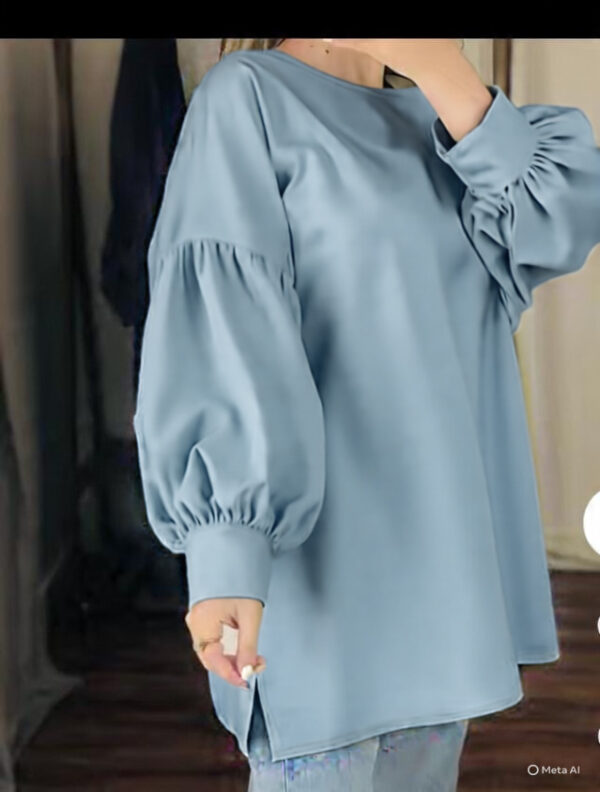 Navy Blue Puff Sleeve  Top for Women – Loose Fit Casual Wear - Image 6