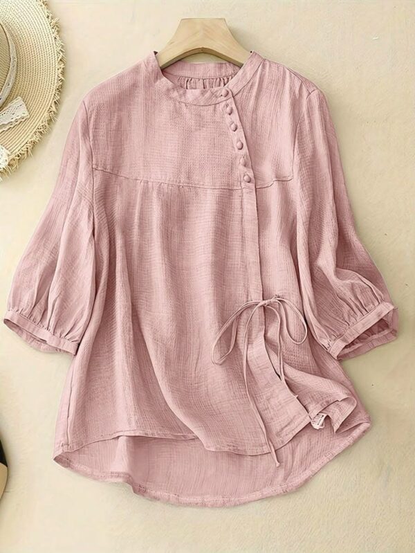 Round Neck Cotton Tops for Women - Image 2