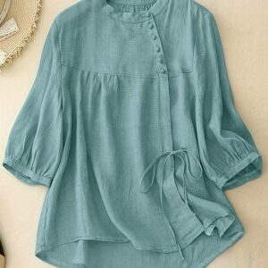 Round Neck Cotton Tops for Women