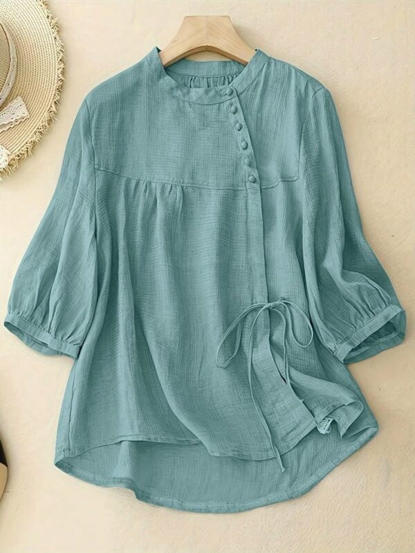 Round Neck Cotton Tops for Women