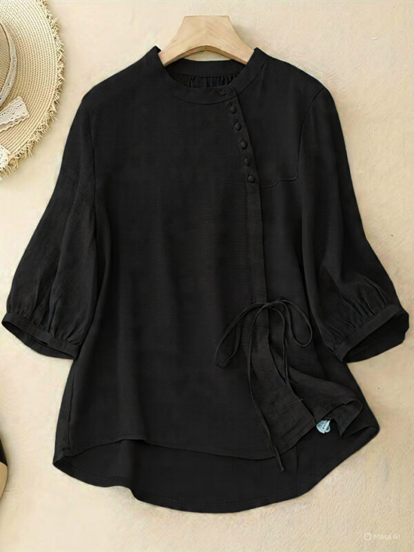 Round Neck Cotton Tops for Women - Image 4